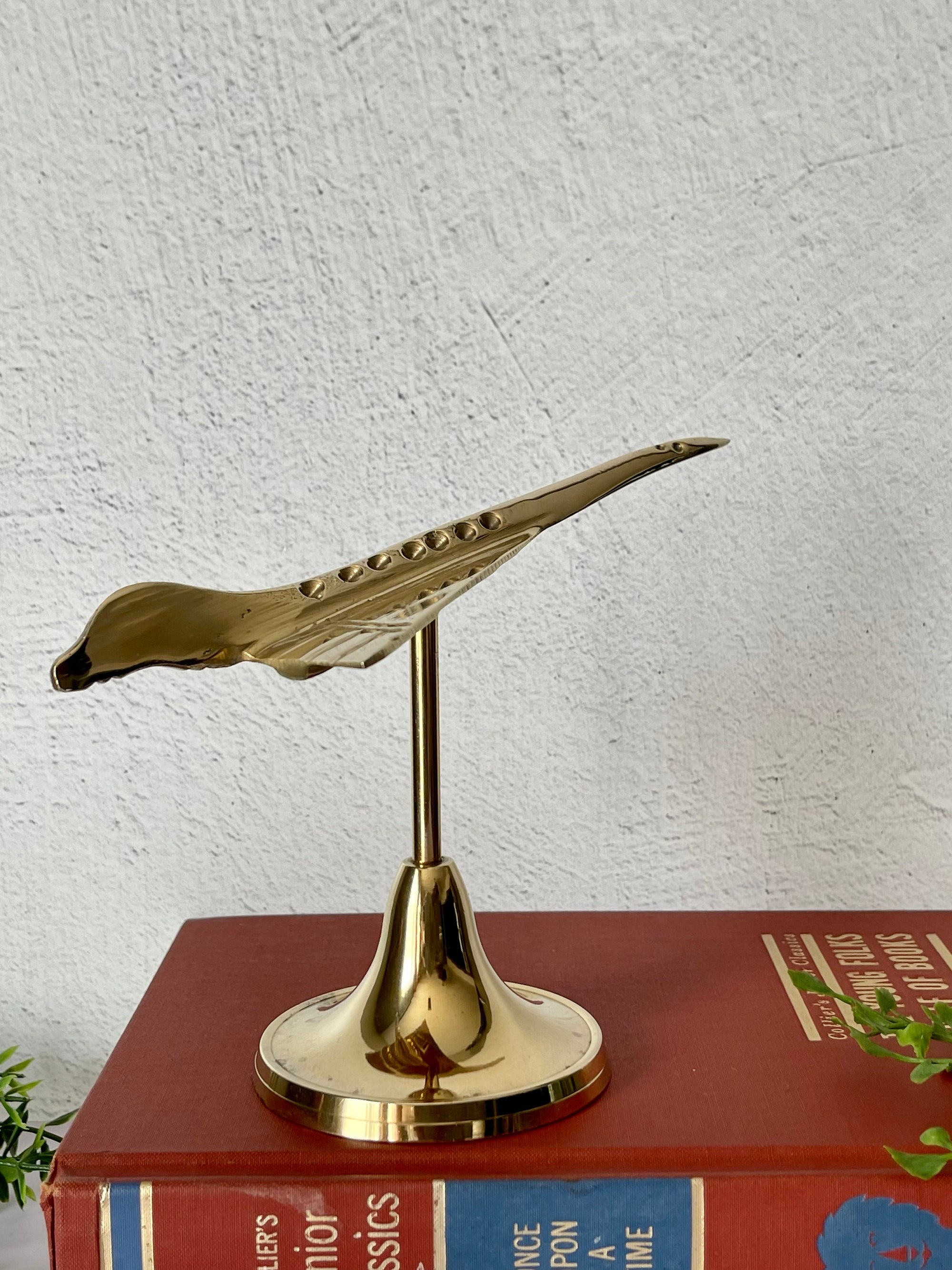 Vintage Brass Jet on Stand