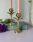Vintage Brass Tulip Flower Candleholders