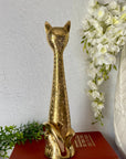 Modern Tall Vintage Brass Hand Etched Cat