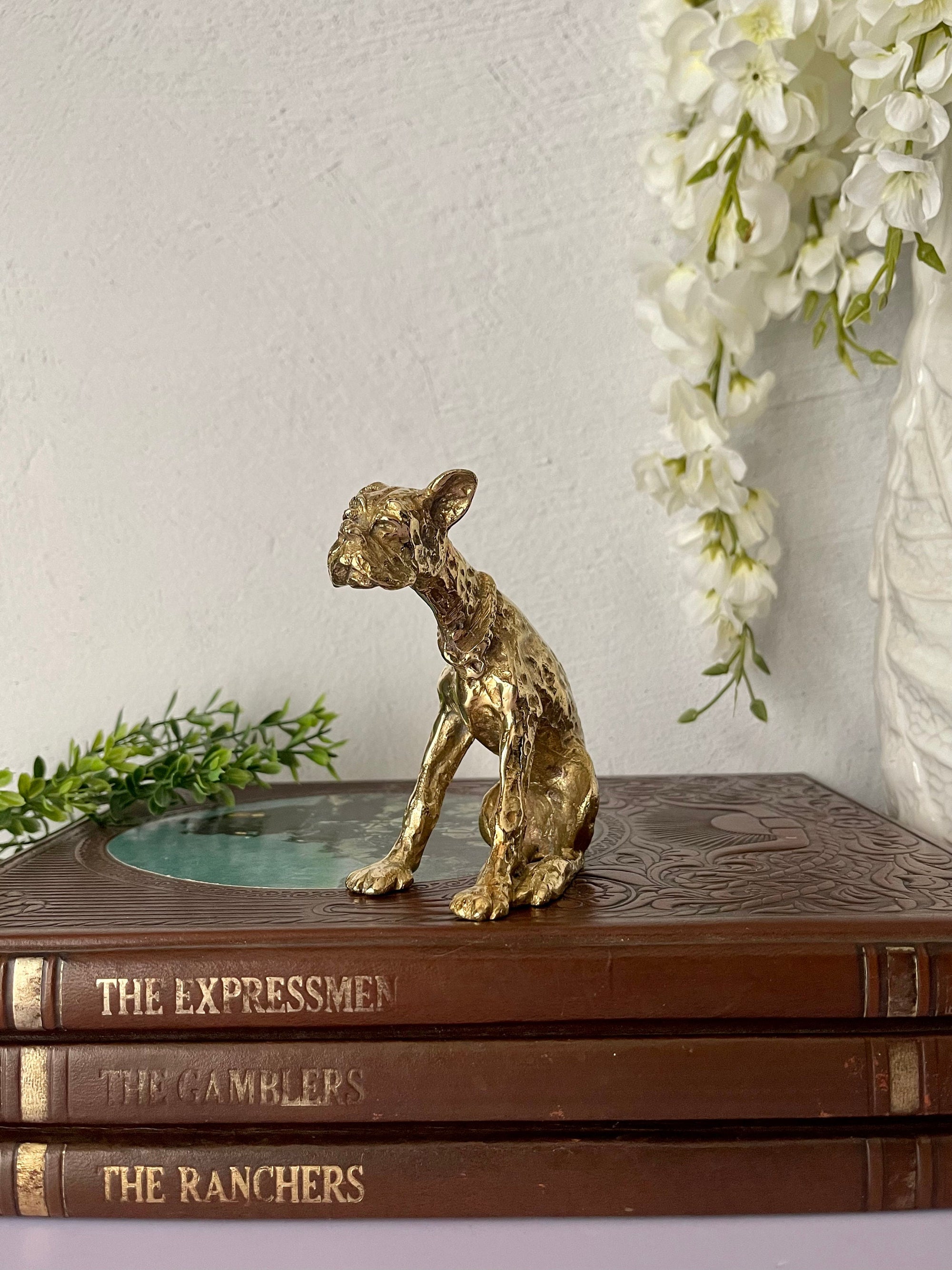 Old Vintage Brass Dog