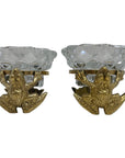 Vintage Brass Frog and Crystal Candle Holders