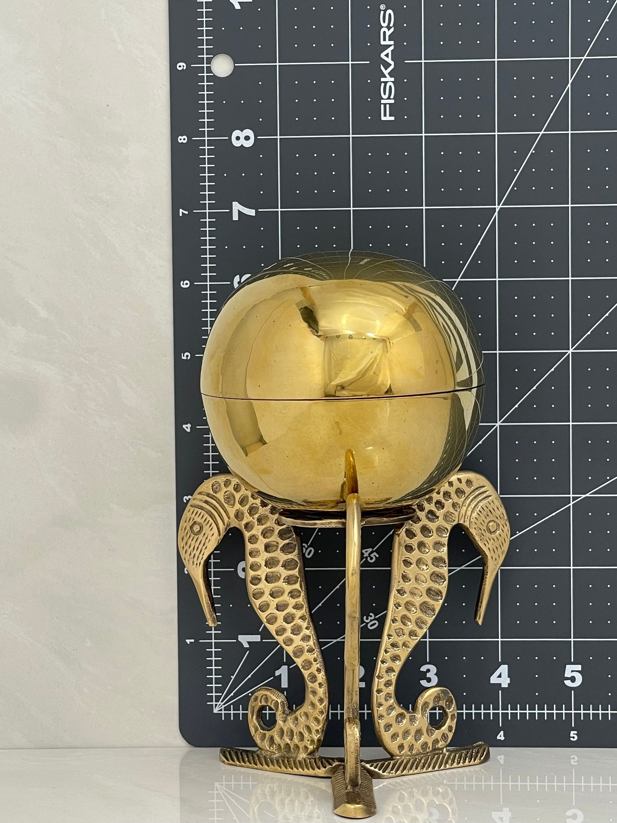 Brass Stash Ball on Seahorse Stand