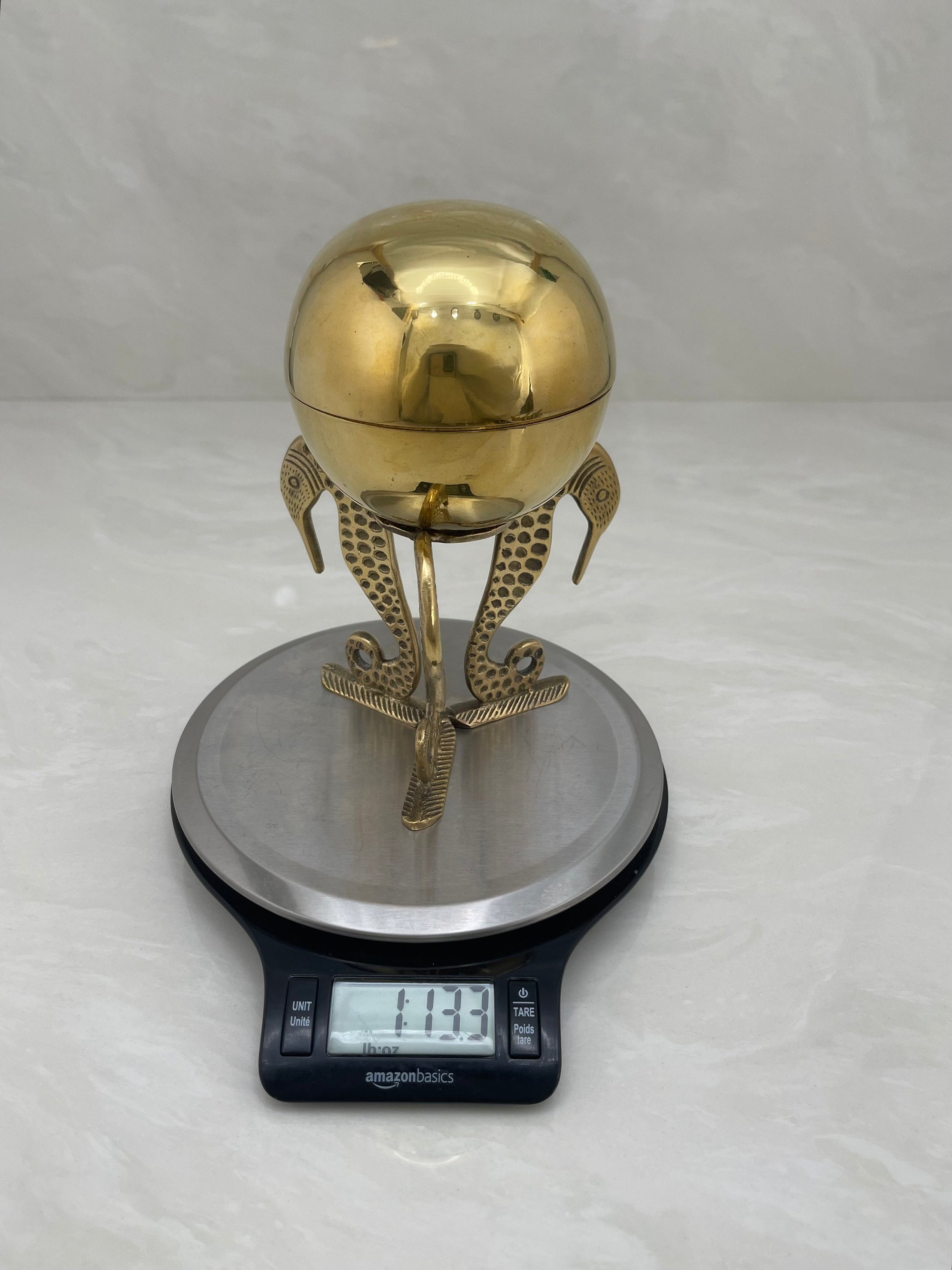 Brass Stash Ball on Seahorse Stand