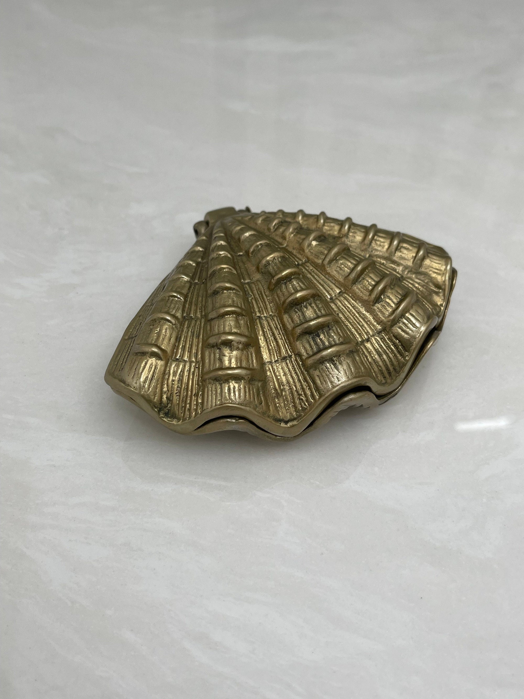 Vintage Brass Shell Trinket Dish