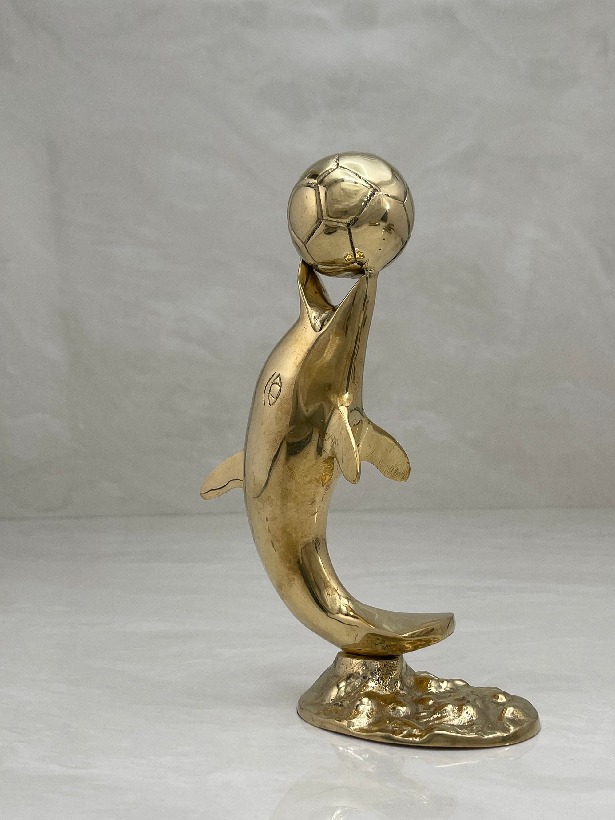 Brass Dolphin with Ball