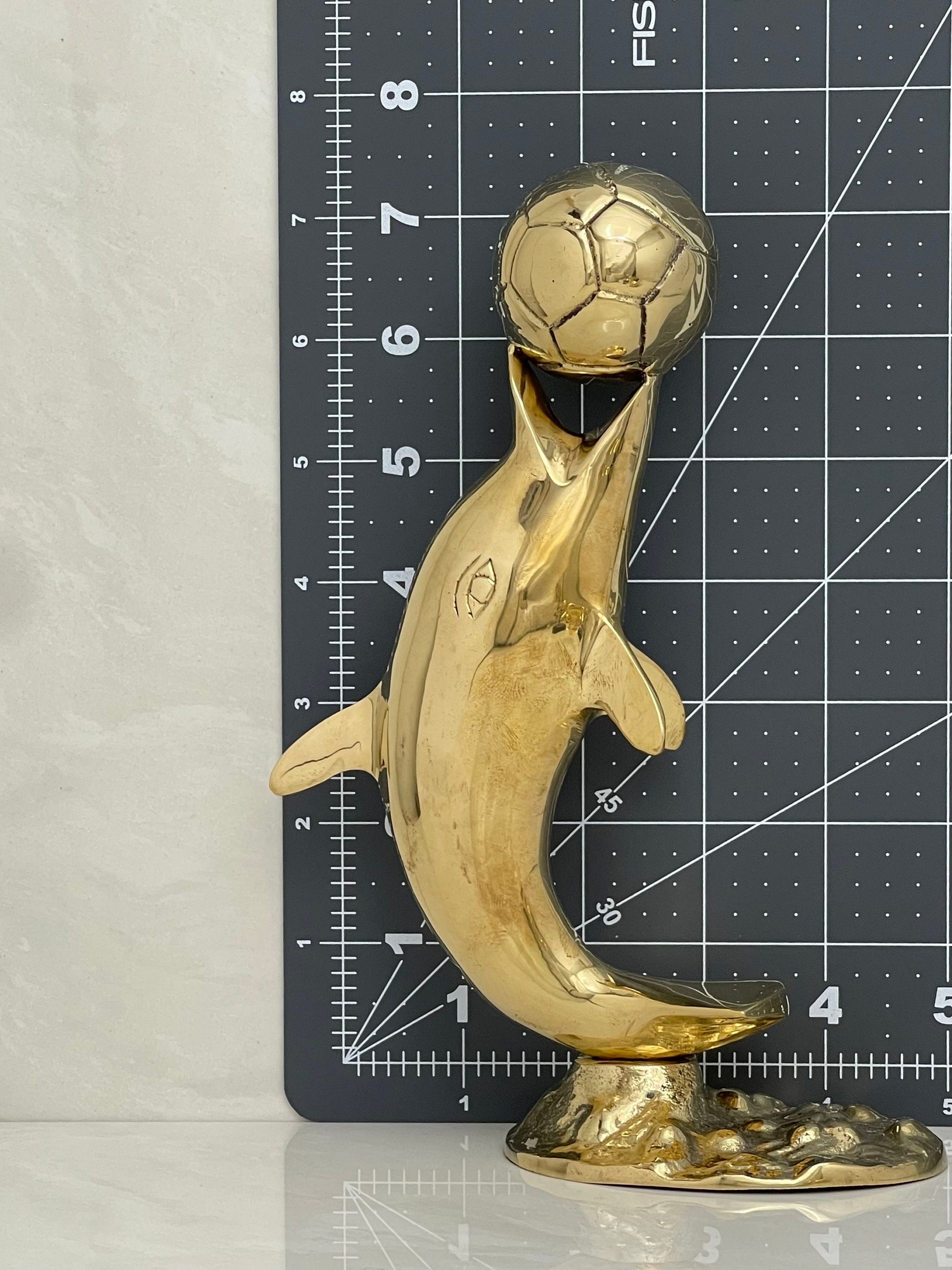 Brass Dolphin with Ball