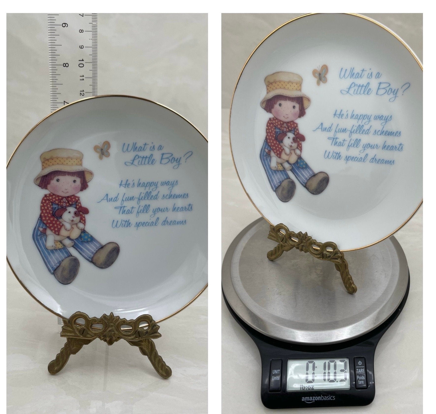 What is a Little Boy Decorative Plate on Brass Easel