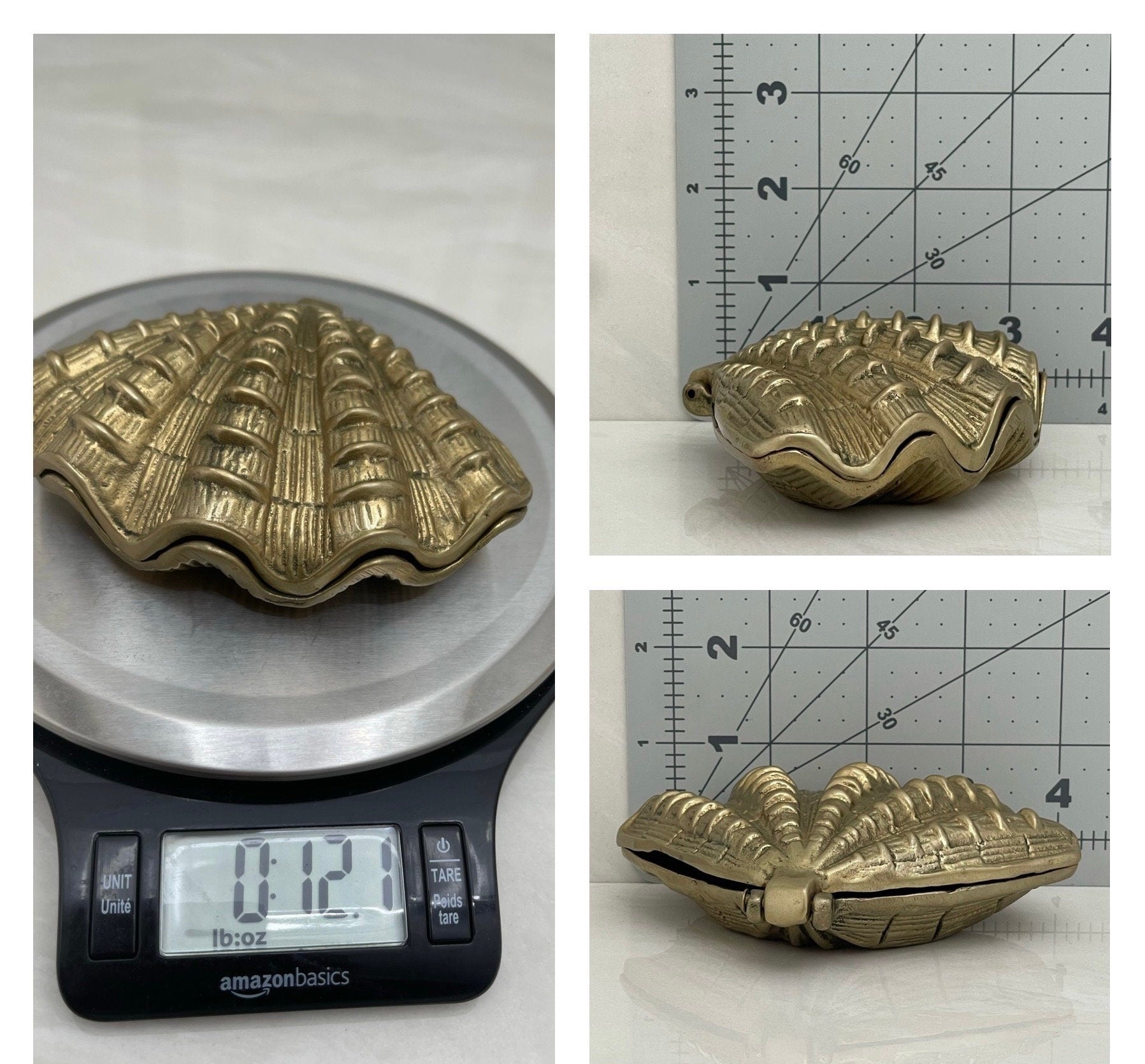 Vintage Brass Shell Trinket Dish