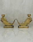 Vintage Brass Whale Candleholders