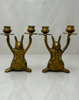 Vintage Brass Rabbit Candleholders-A Pair