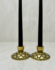 Vintage Brass Candlestick Holders with Crown Motifs - Inspired by Nordisk Malm