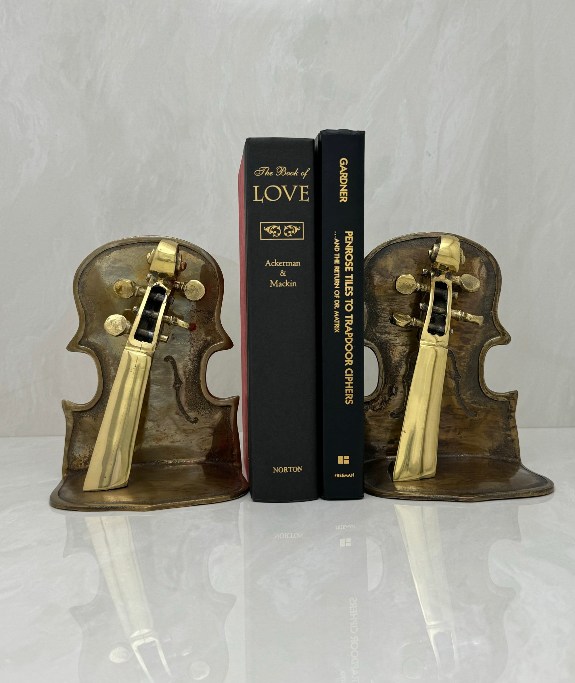 Vintage Brass Guitar Bookends-A Pair