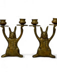 Vintage Brass Rabbit Candleholders-A Pair