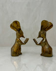 Vintage Brass Reading Mice Bookends-A Pair