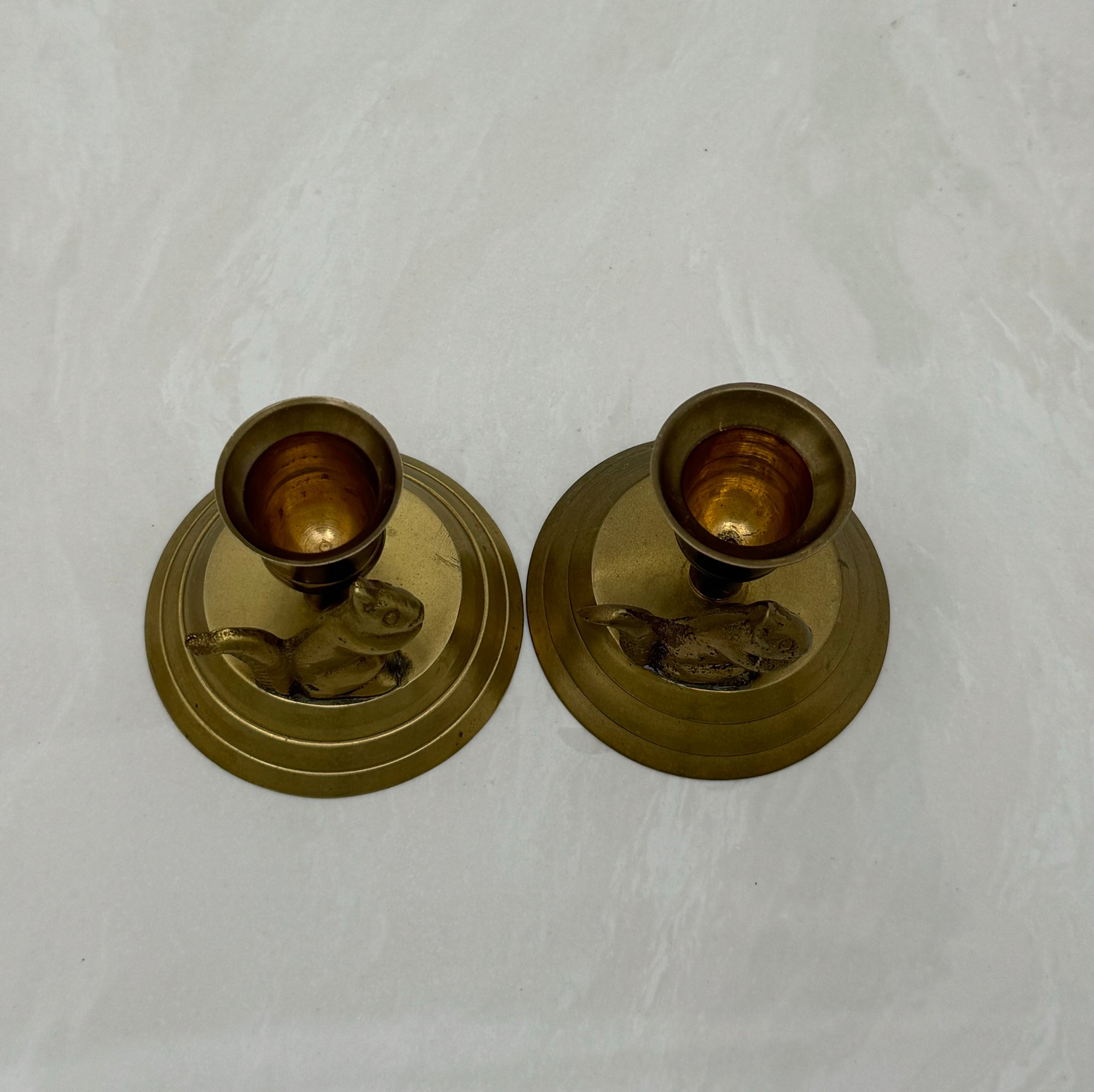Vintage Brass Squirrel Candlestick Holders-A Pair