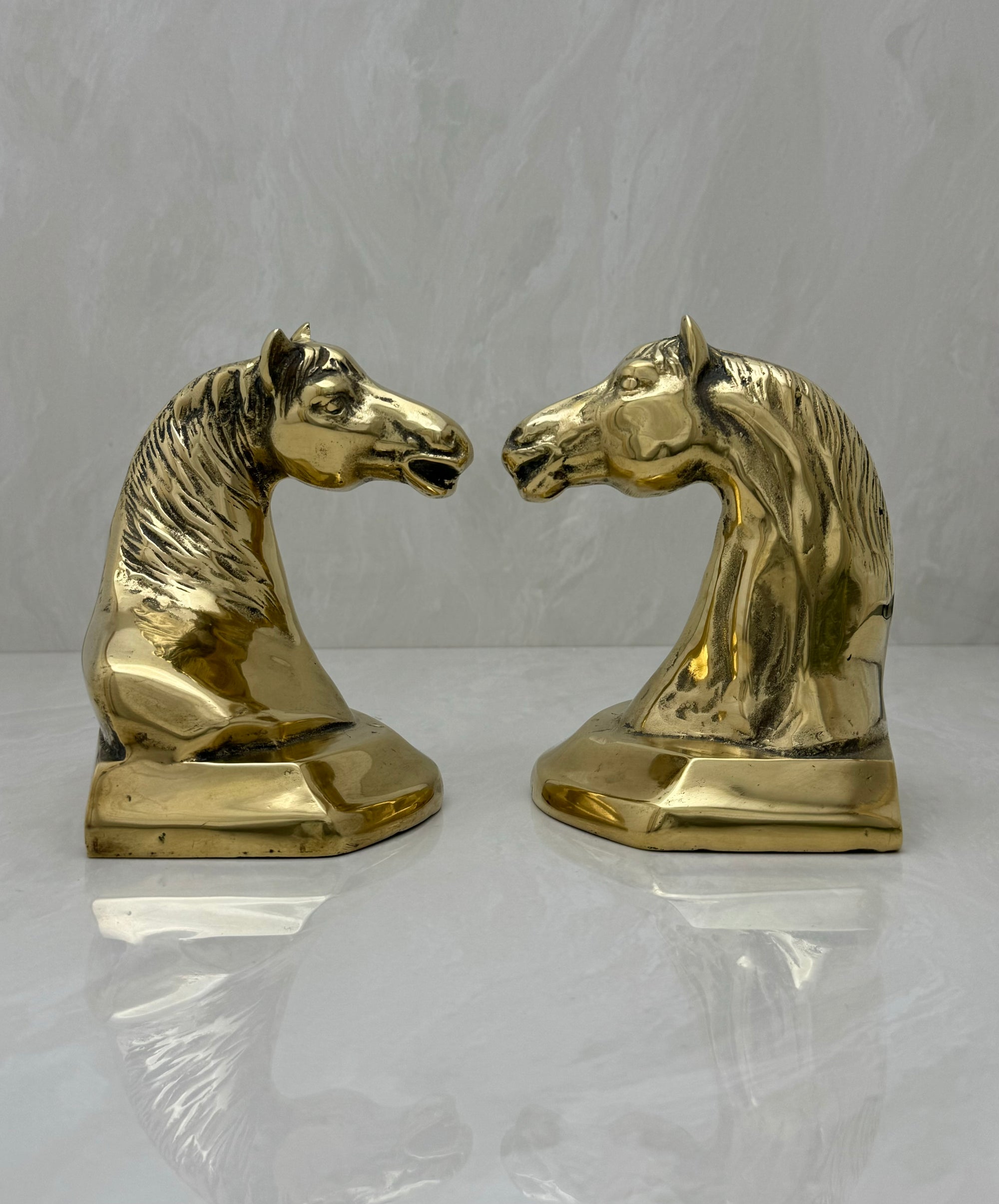 Vintage Brass Horse Head Bookends-A Pair