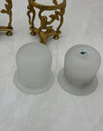 Vintage Brass Frog Candleholders with Frosted Glass Inserts-A Pair