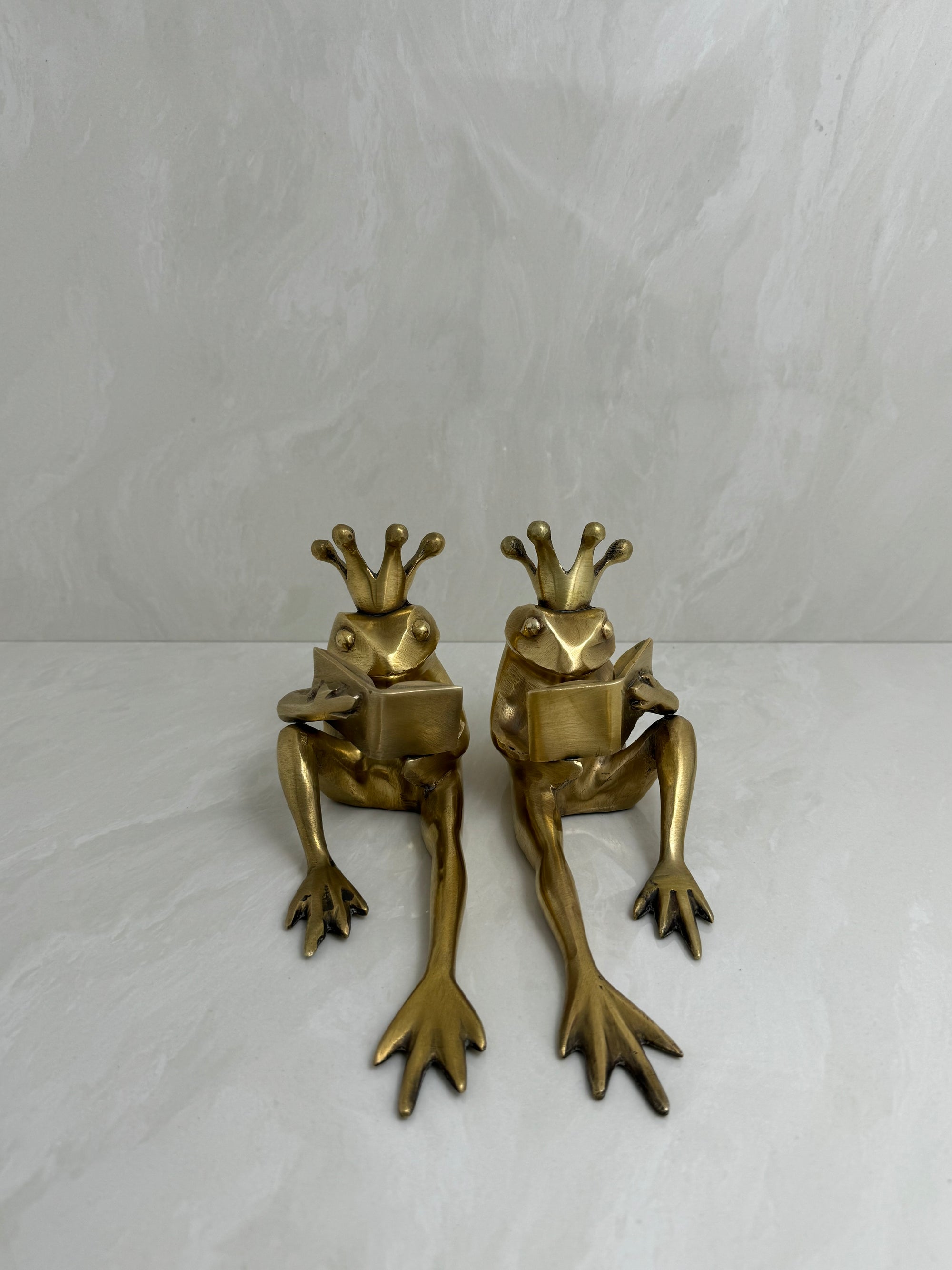 Bronze Frog Prince Bookends-A Pair