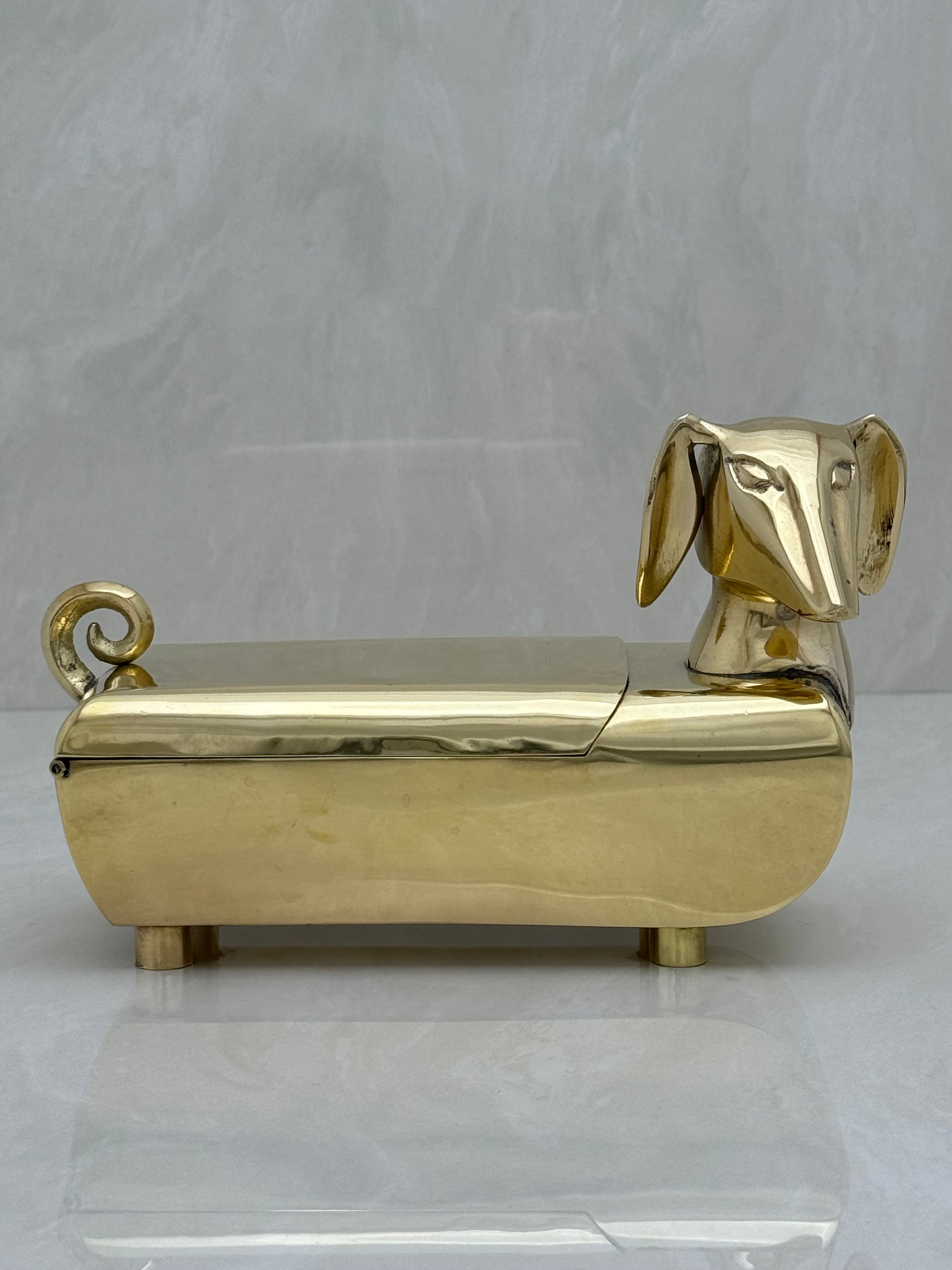 Vintage Brass Dachshund Trinket Box