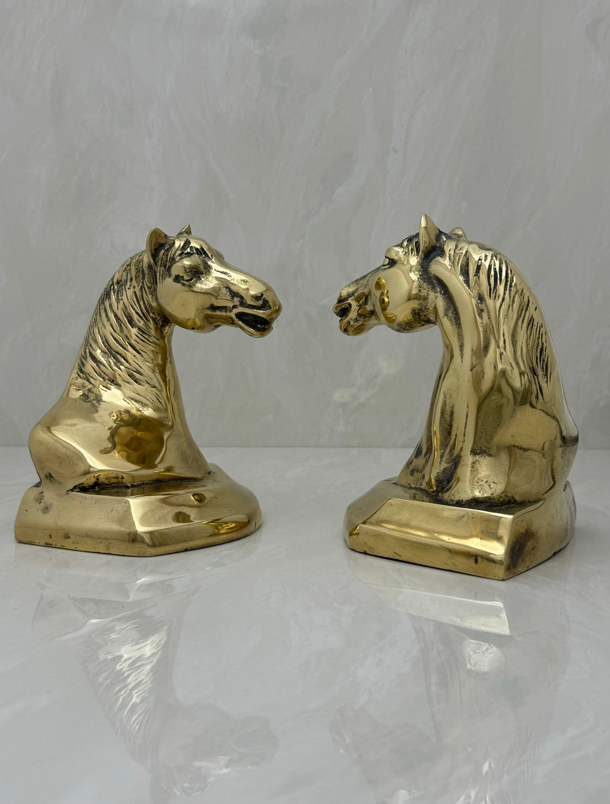 Vintage Brass Horse Head Bookends-A Pair