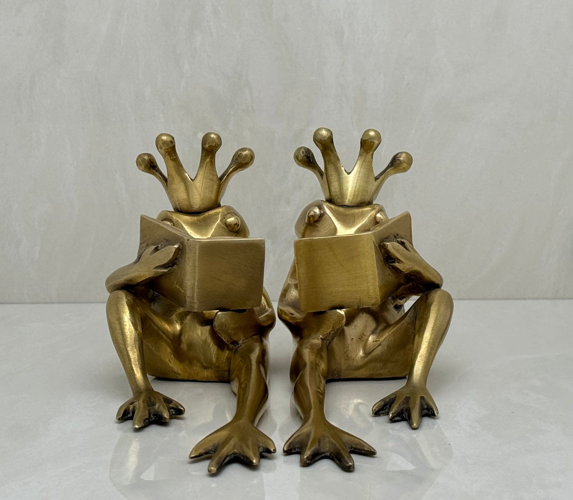 Bronze Frog Prince Bookends-A Pair