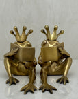 Bronze Frog Prince Bookends-A Pair