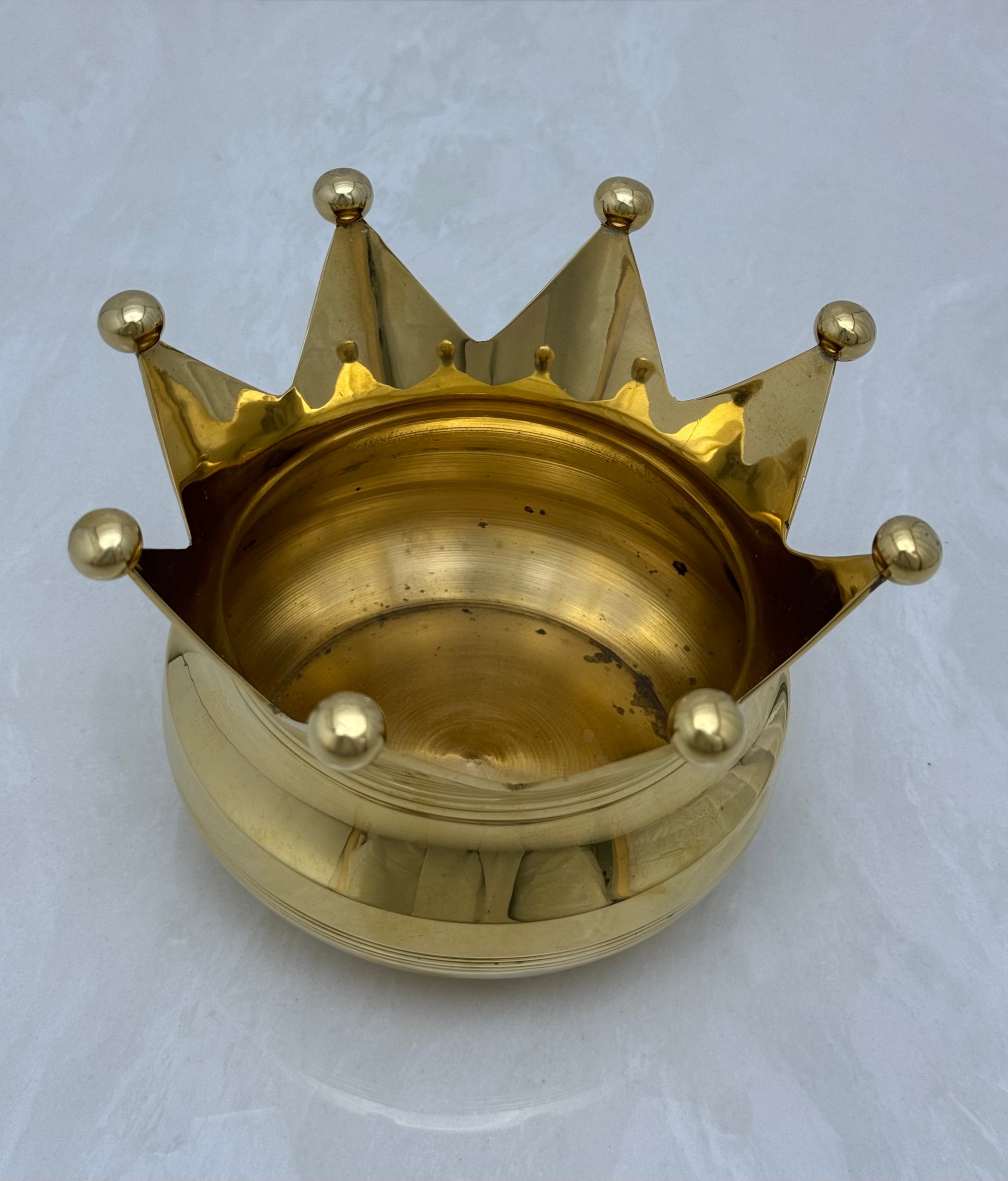 Vintage Brass Crown-Shaped Bowl