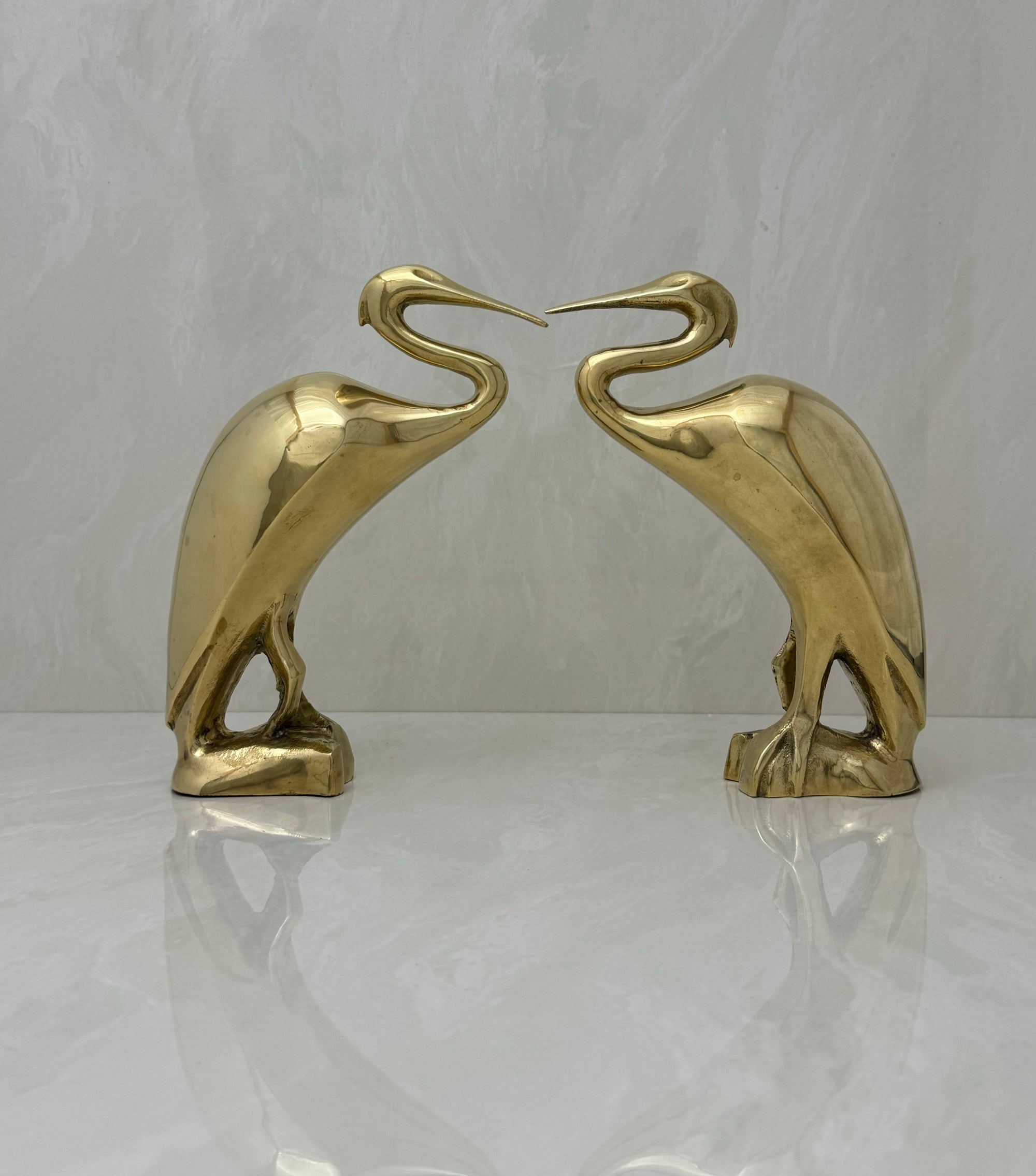 Vintage Brass Heron Birds-A Pair