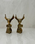 Vintage Brass Reading Mice Bookends-A Pair