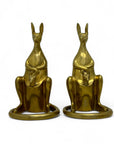 Vintage Brass Bookends Mama Kangaroo with Joey in Marsupium-A Pair by Sarreid