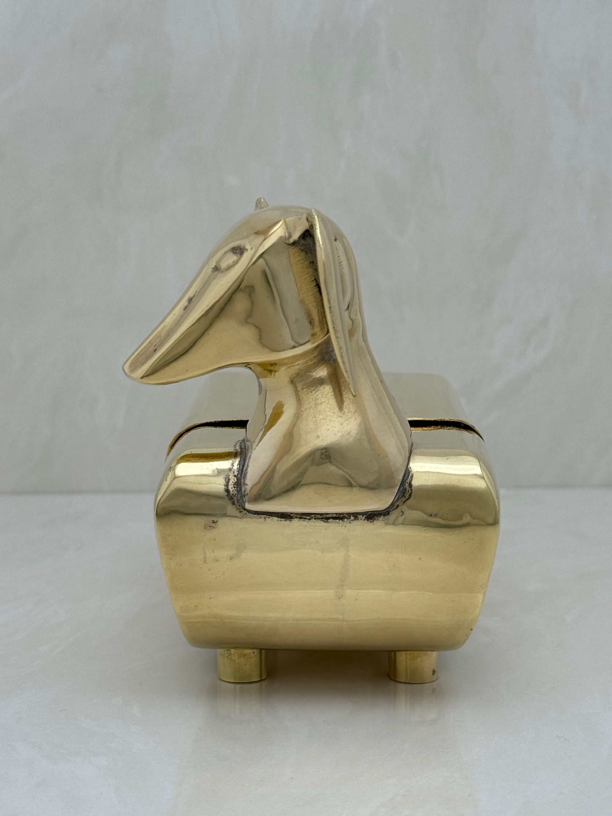 Vintage Brass Dachshund Trinket Box