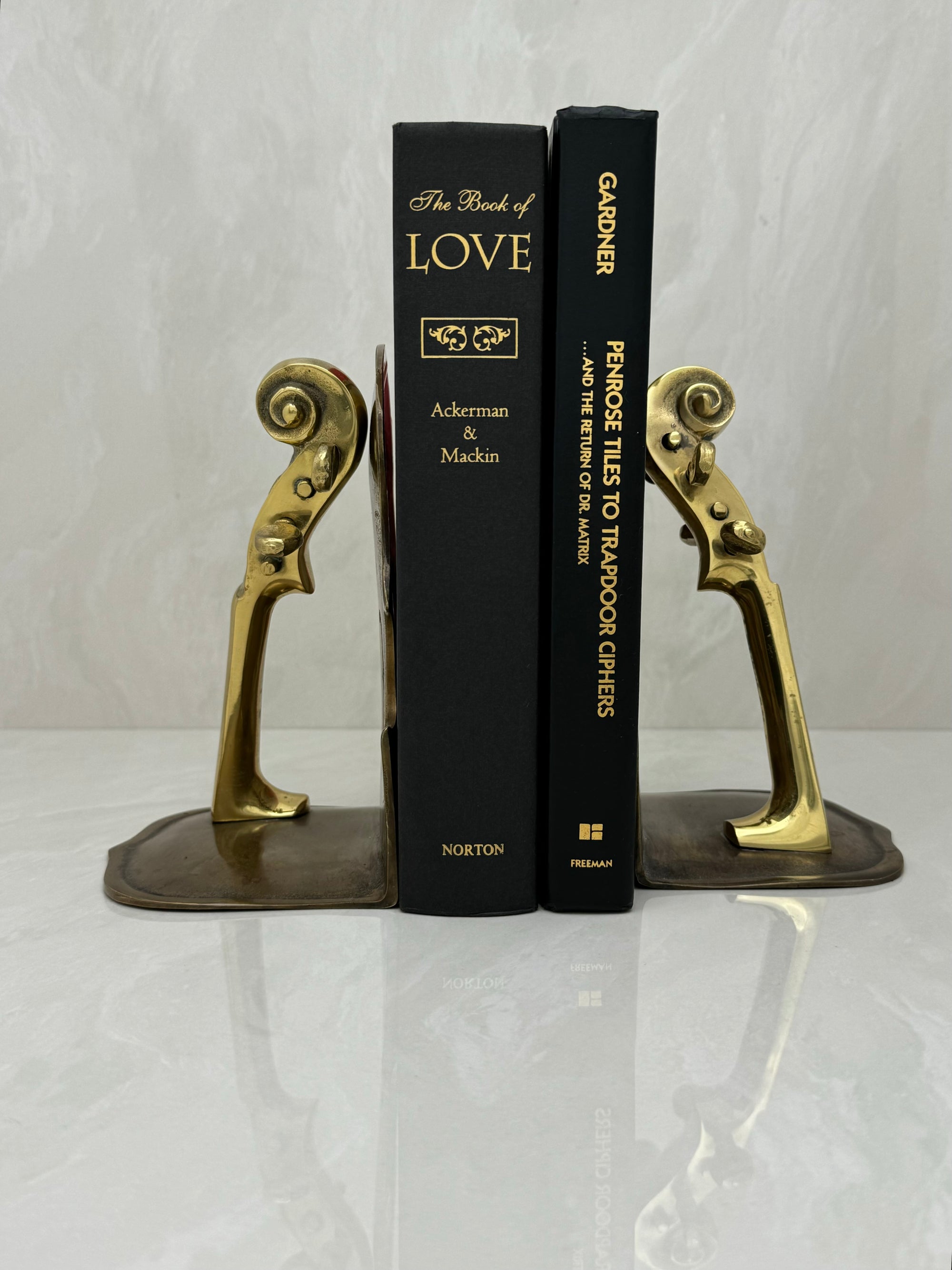 Vintage Brass Guitar Bookends-A Pair