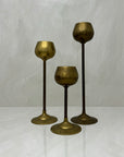 Vintage Brass Graduating Candlestick Holders-Set of Three