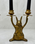 Vintage Brass Rabbit Candleholders-A Pair