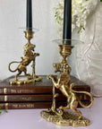 Vintage/Antique Brass Lion Candleholders- A Pair