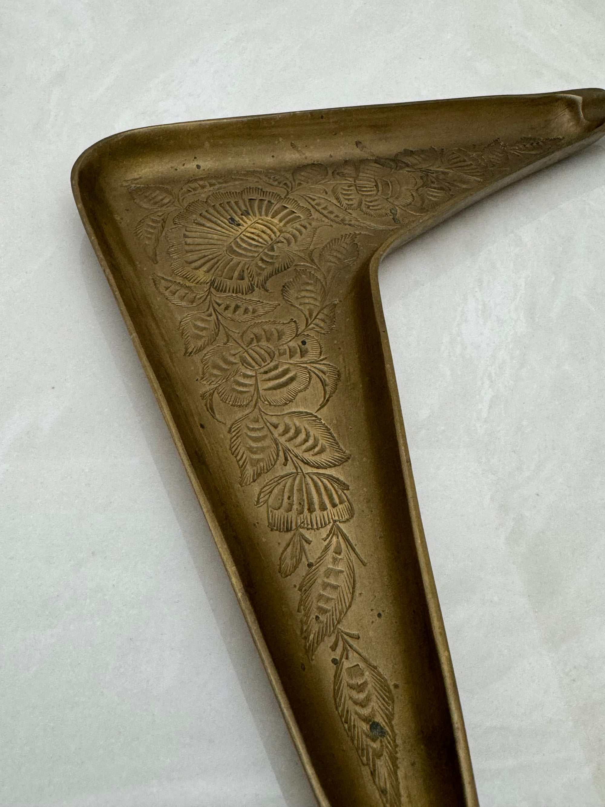 Vintage Brass Boomerang Ashtray