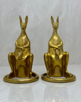 Vintage Brass Bookends Mama Kangaroo with Joey in Marsupium-A Pair by Sarreid