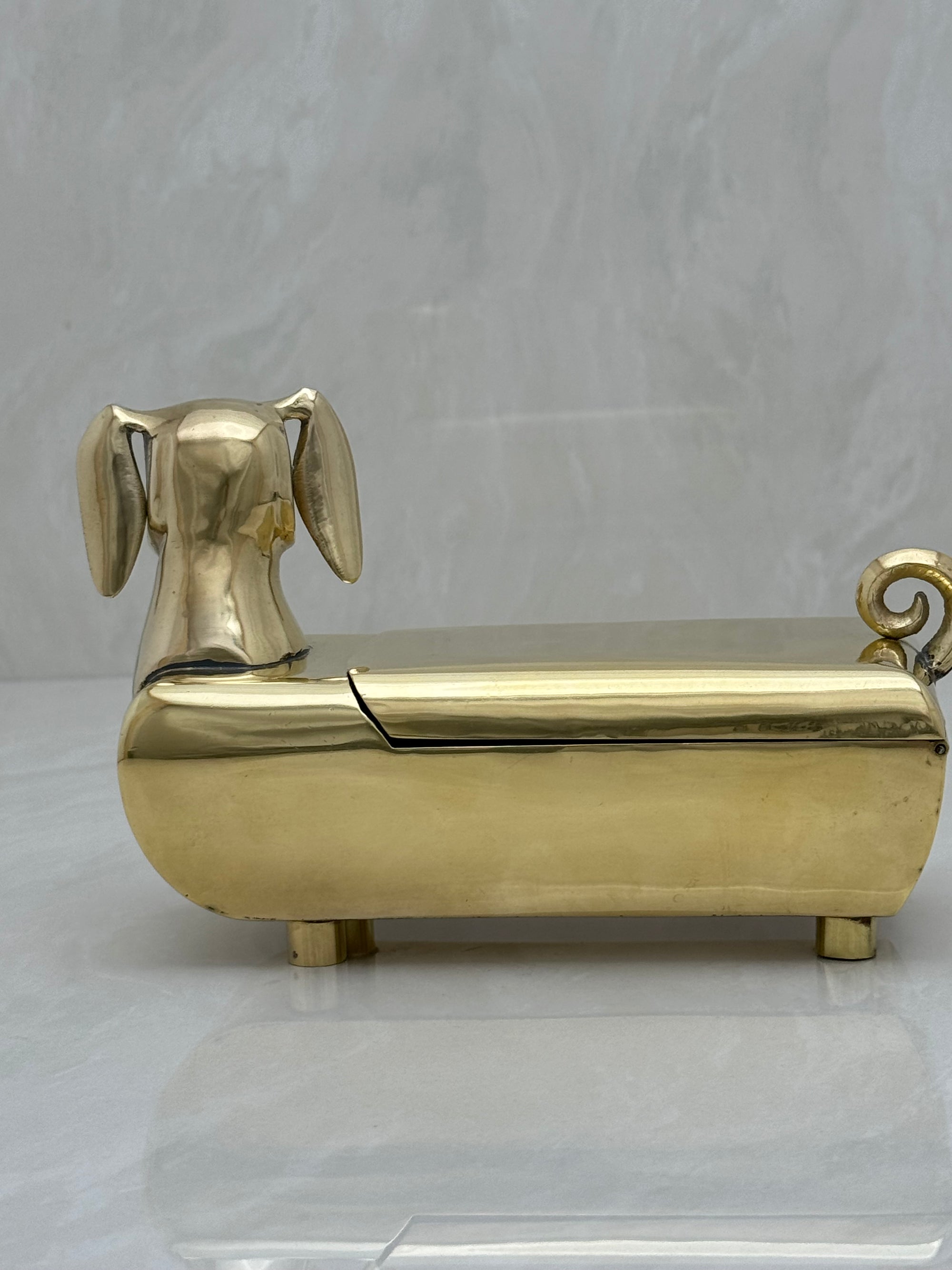 Vintage Brass Dachshund Trinket Box