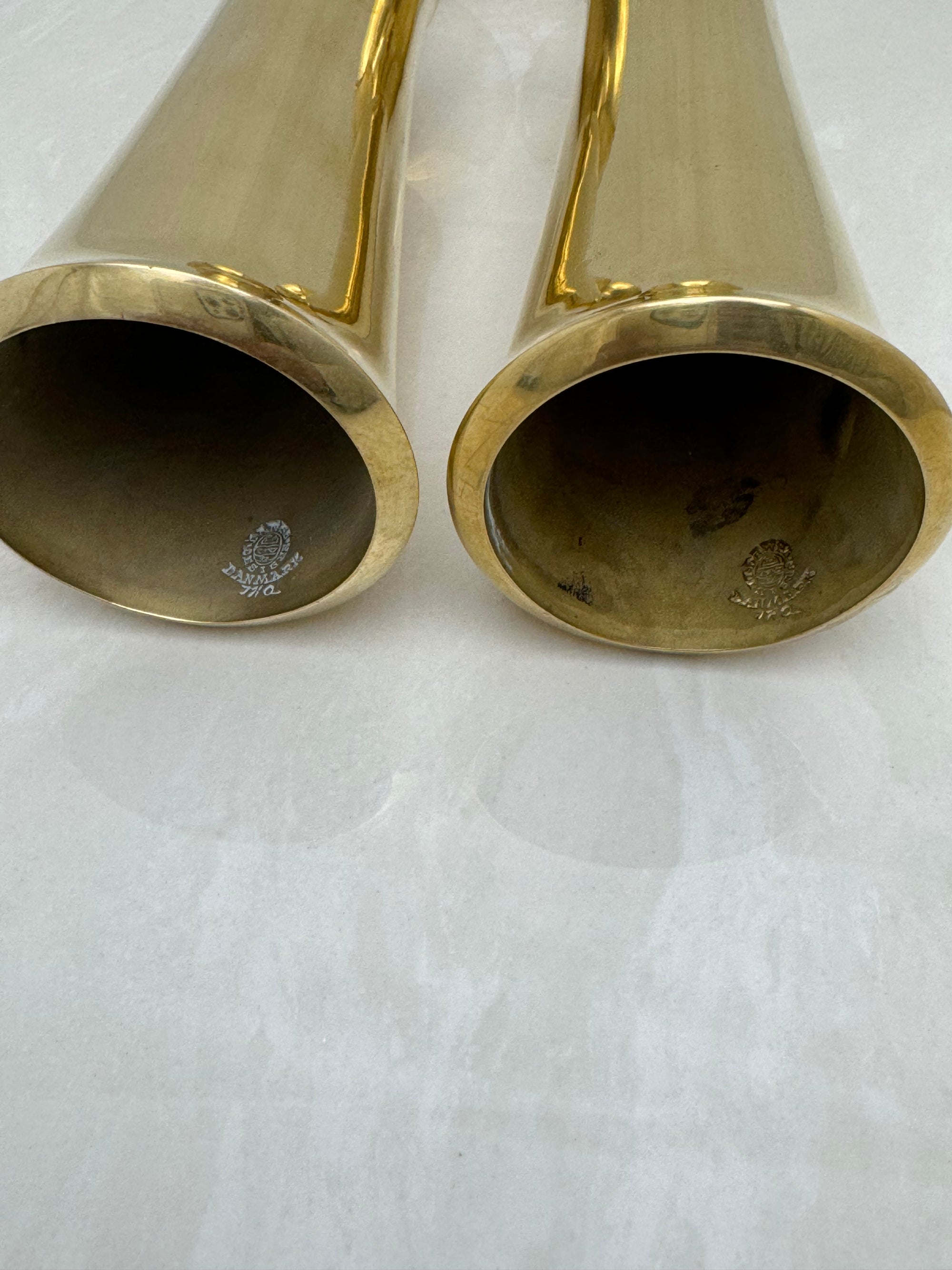 Vintage Brass Candleholders- A Pair By Jens Quistgaard Marked Dansk Design Denmark