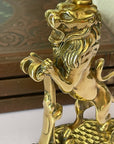 Vintage/Antique Brass Lion Candleholders- A Pair