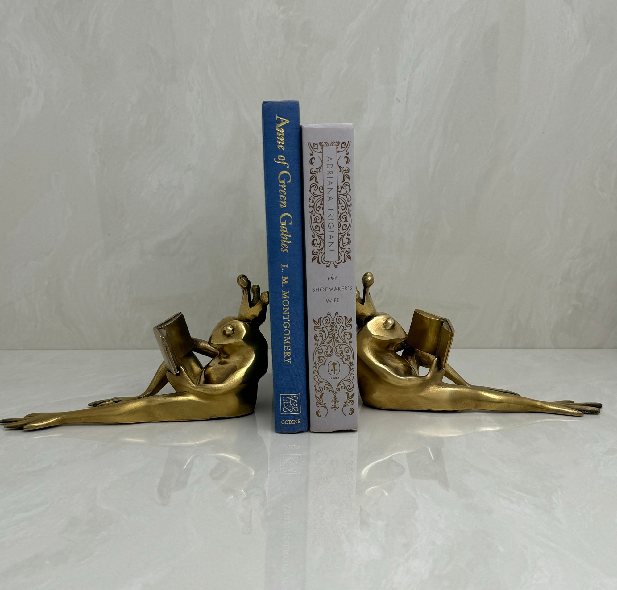 Bronze Frog Prince Bookends-A Pair