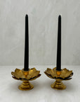 Vintage Brass Flower Candleholders-A Pair