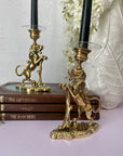 Vintage/Antique Brass Lion Candleholders- A Pair