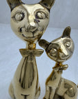 Vintage Brass Cats with Bow tie-A Pair