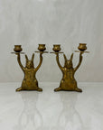 Vintage Brass Rabbit Candleholders-A Pair