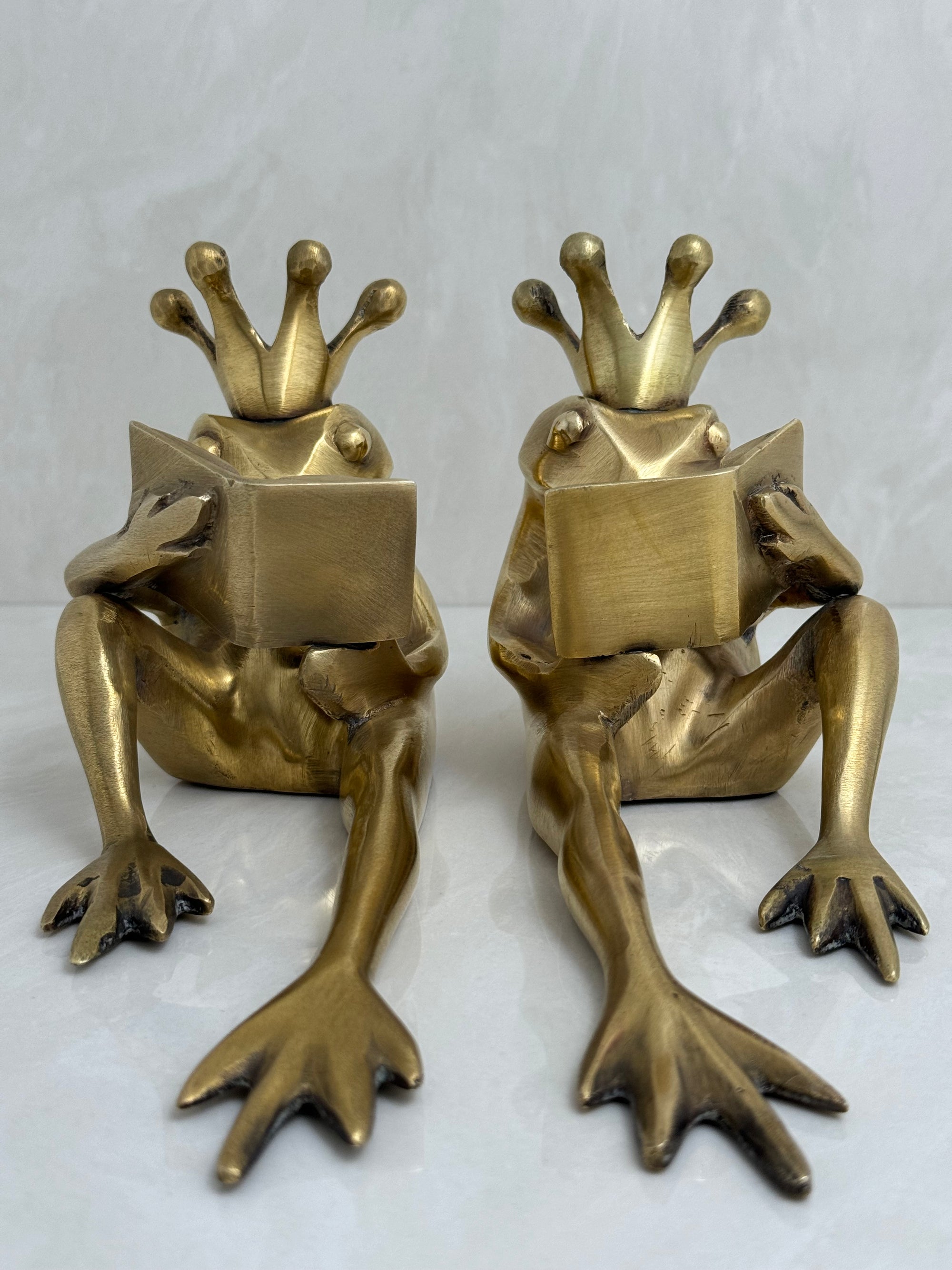 Bronze Frog Prince Bookends-A Pair