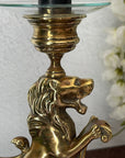 Vintage/Antique Brass Lion Candleholders- A Pair