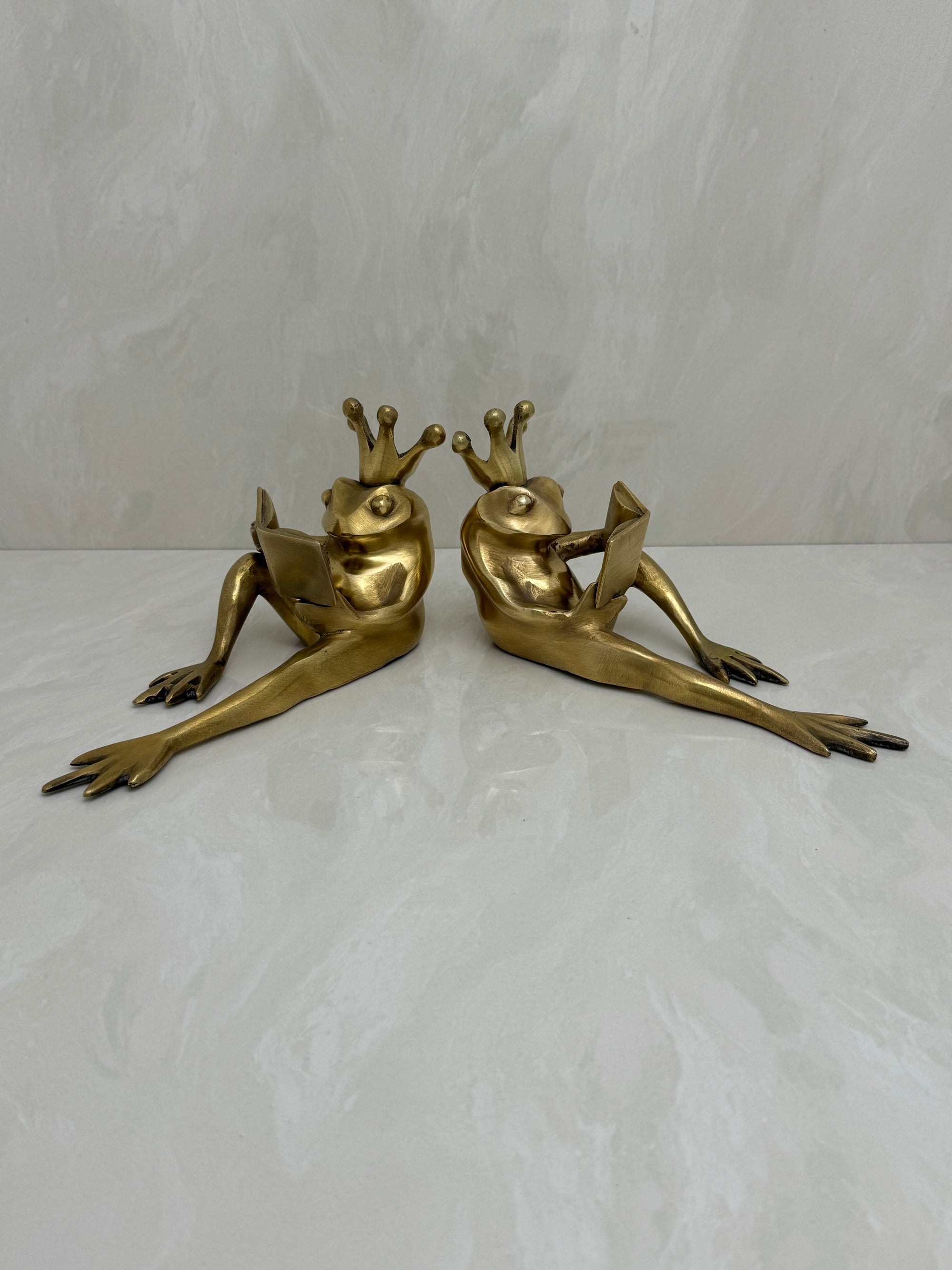 Bronze Frog Prince Bookends-A Pair