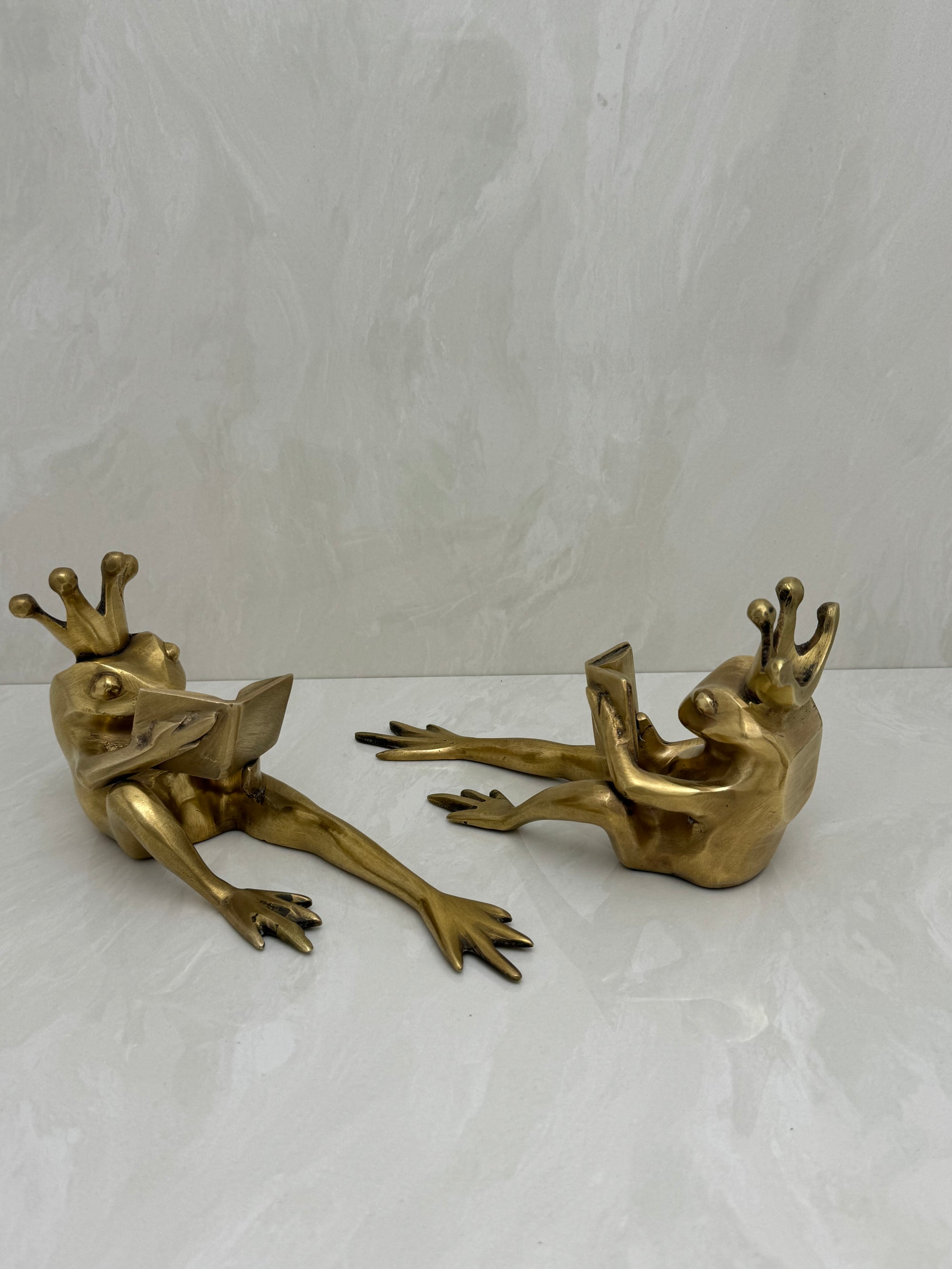 Bronze Frog Prince Bookends-A Pair