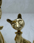 Vintage Brass Cats with Bow tie-A Pair